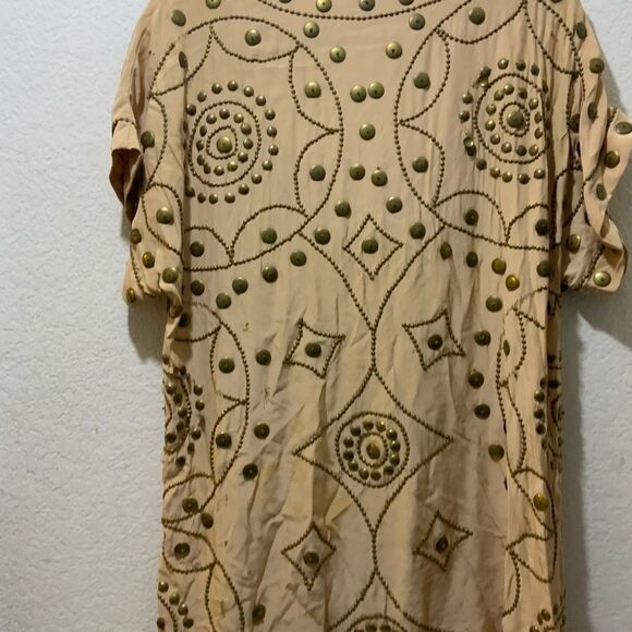 Haute Hippie Black 100% Silk Beaded Embellished Tunic Mini Dress, M - Picture 5 of 9